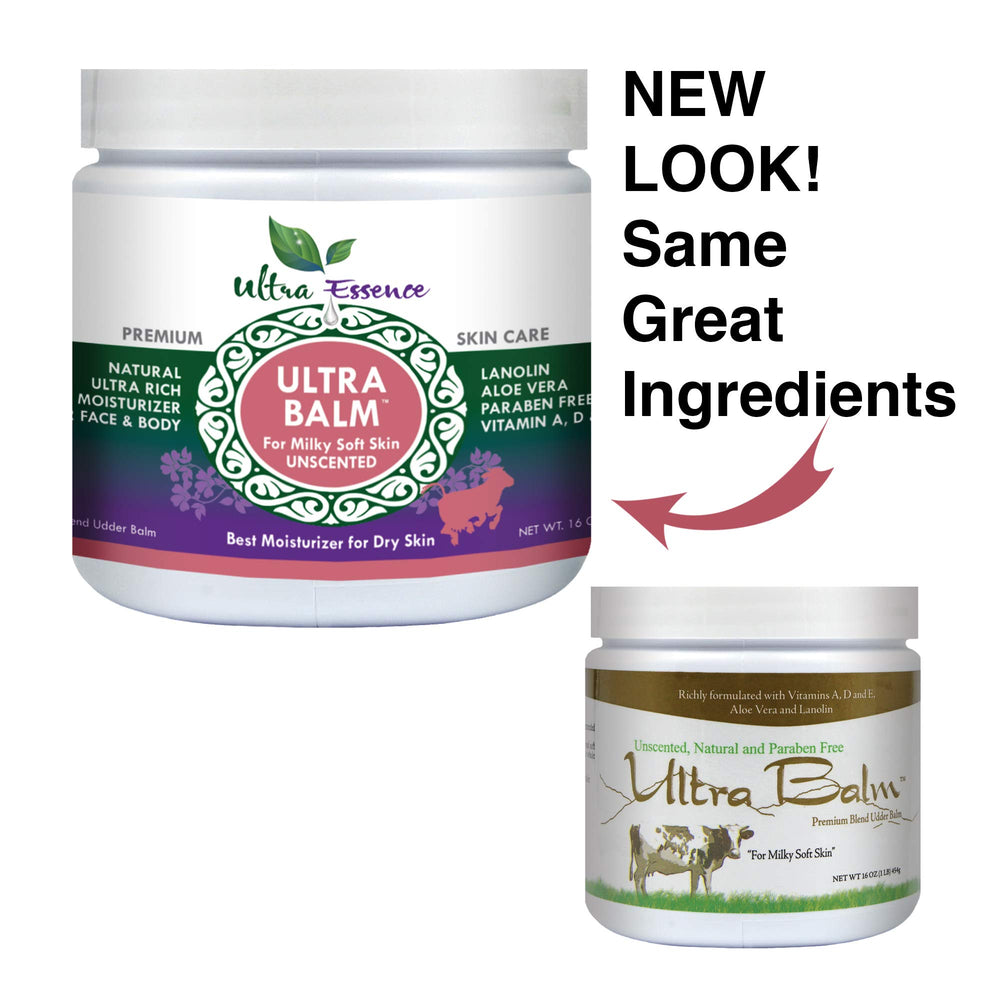 Ultra Balm unscented cream application on the face and body for soothing hydration.