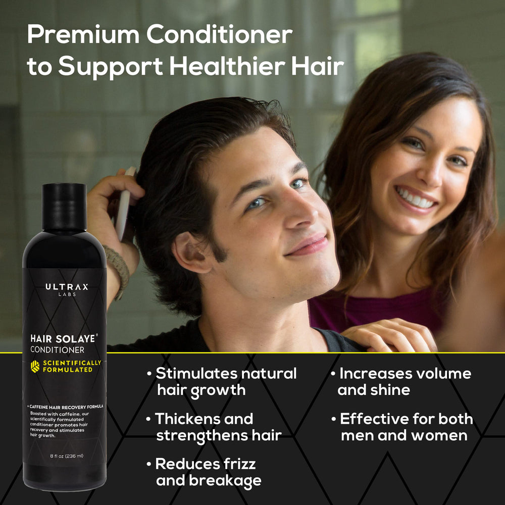 Close-up of Ultrax Labs Hair Surge ingredients with caffeine and saw palmetto