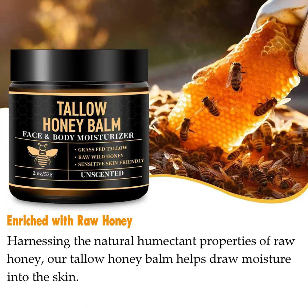 UMHWYZW raw honey balm applied to skin for deep hydration.