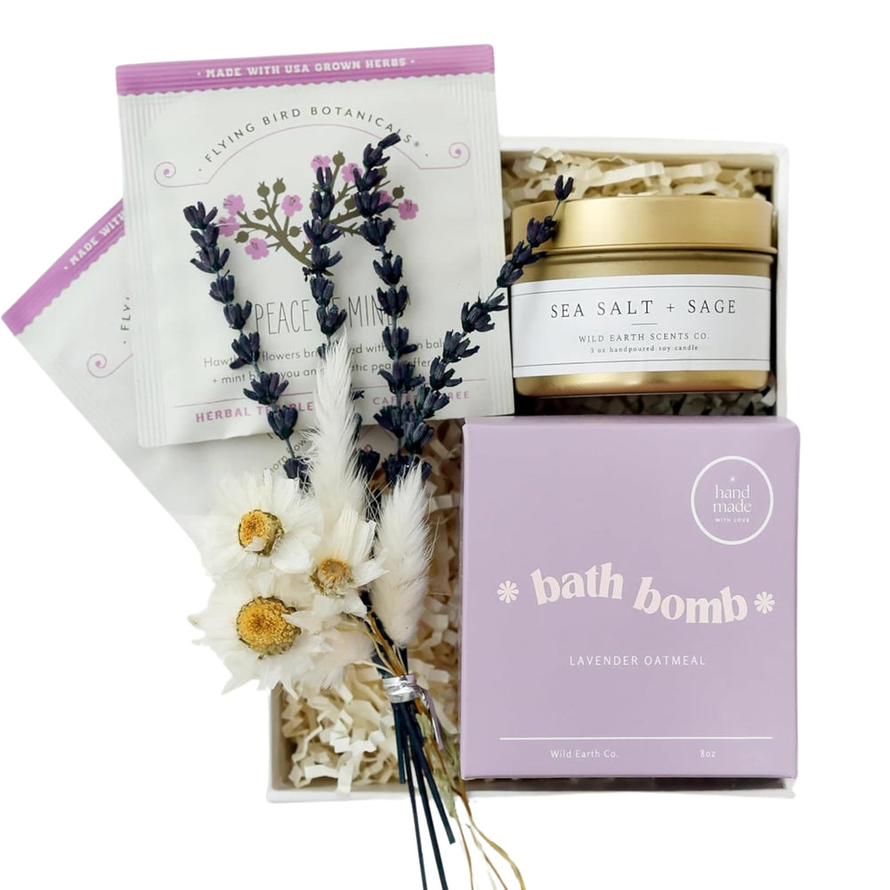 Unboxme Gifts mini lavender candle for calming ambiance and relaxation.