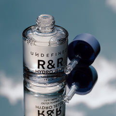 Undefined Beauty Hydro Jelly Serum bottle packaging highlights fragrance-free, hydrating care.