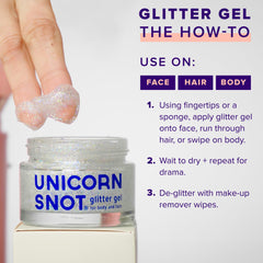 UNICORN SNOT body glitter gel delivers head-to-toe sparkle.