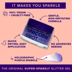 Hand applying glitter gel to eyes and cheeks for vibrant color