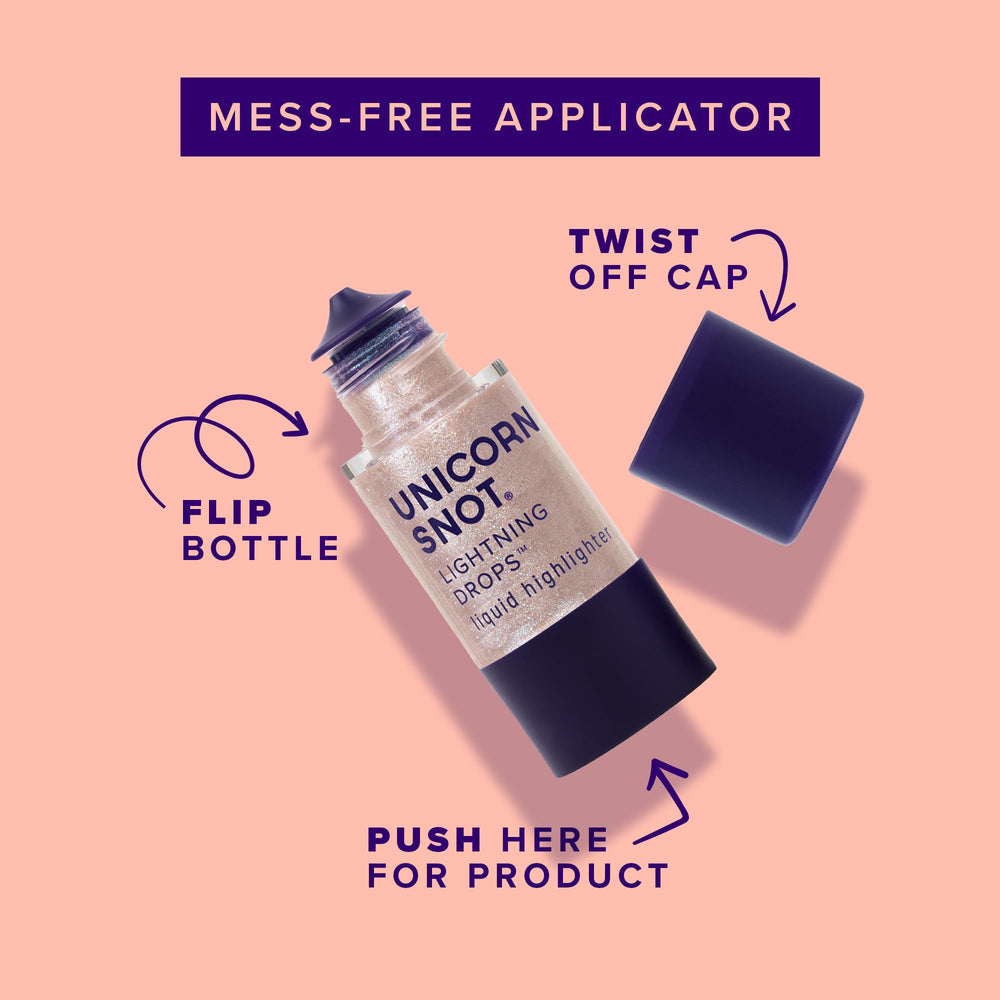 Unicorn Snot Lightning Drops travel-sized bottle for on-the-go glow.