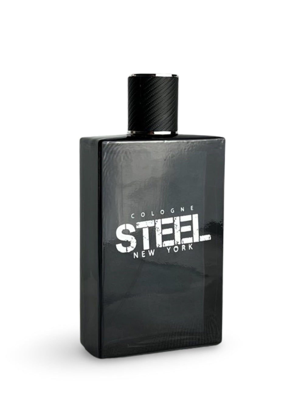 Side view of Steel New York bottle with refined masculine design