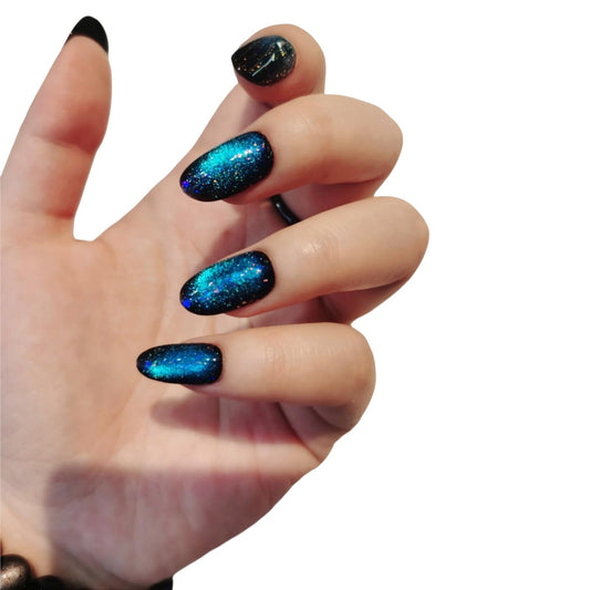 UNIYVOH Starry Sky oval nails offer durable daily wear with a glamorous finish