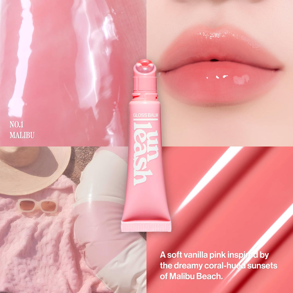 UNLEASHIA Sunset Dazzle Gloss Balm close-up with radiant tinted shine.