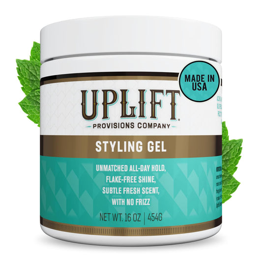 Uplift Provisions Styling Gel bottle demonstrates strong hold for all hair types.