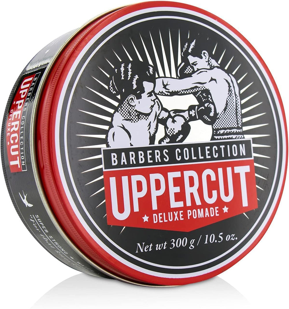 Uppercut Deluxe Deluxe Pomade label highlights coconut scent for a fresh grooming ritual.