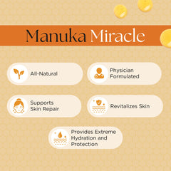 UpWellness Manuka Miracle texture swirl highlights rich, nourishing consistency.