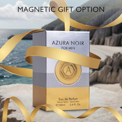 Urban Collection Azura Noir bottle on table with neutral background.