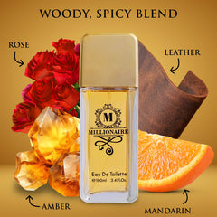 Millionaire top notes orange and grapefruit highlight refreshing opening