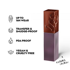 Urban Decay Vice Lip Bond Text 'Em nude swatch displaying smooth, one-swipe color.