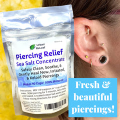 Urban ReLeaf Dead Sea salt ingredients provide mineral-rich cleansing for piercings.