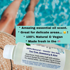 Urban ReLeaf Razor Bump Solution toner usage in a calm bathroom setting