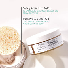 Urban Skin Rx Clear Skin 3-in-1 bar lather close-up shows exfoliation and cleansing.
