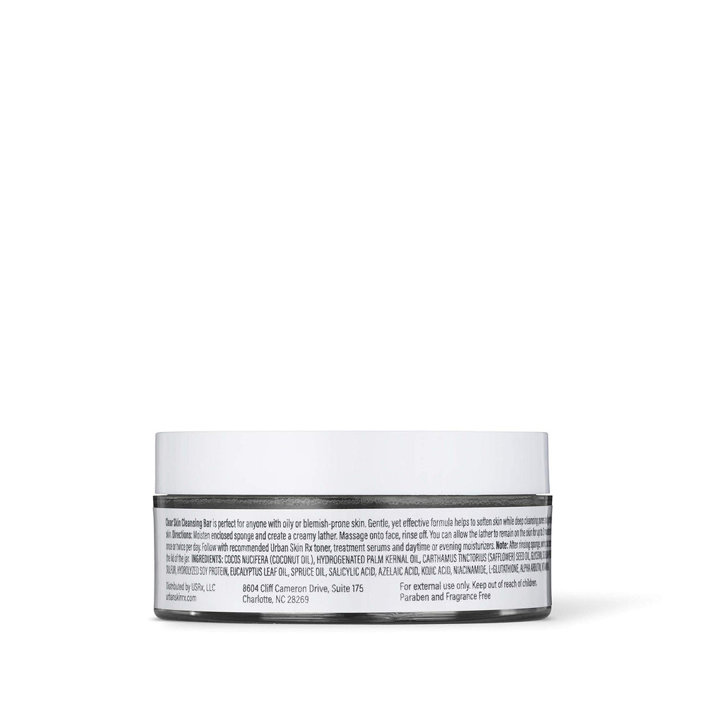Urban Skin Rx Clear Skin 3-in-1 bar rinse after use to refresh pores.
