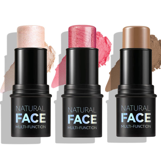 URQT 3Pcs Face Contour Sticks 02 highlighter close-up reveals radiant glow for day-to-night makeup