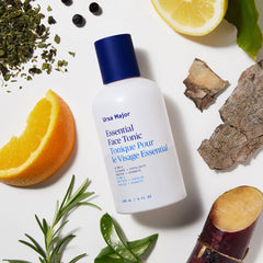Ursa Major Essential Face Tonic label detail highlighting vegan and cruelty-free claims