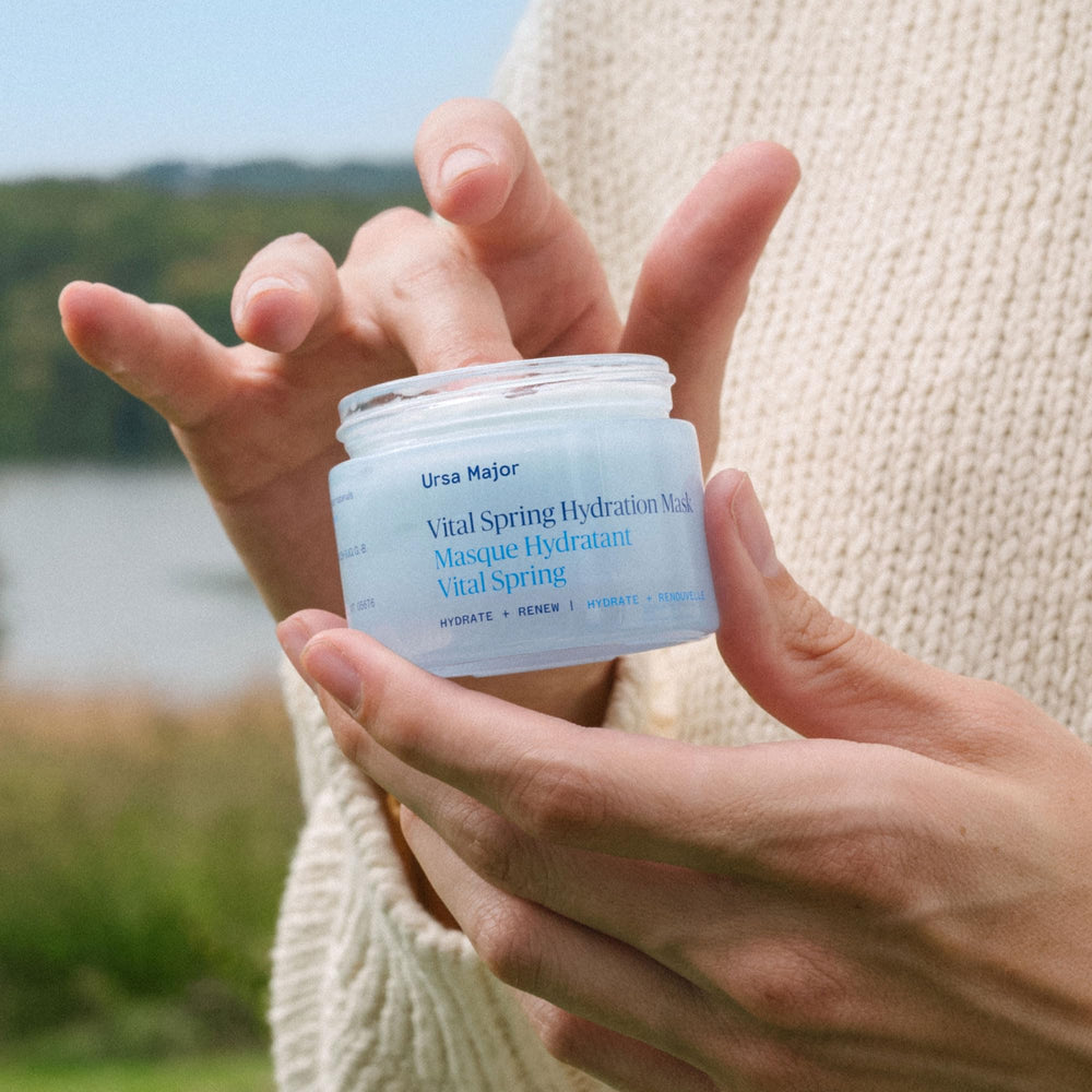 Ursa Major Vital Spring mask after-use skin appears plump and smooth