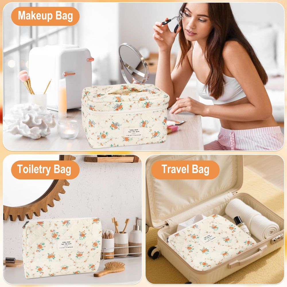 URSKYTOUS travel makeup bag organizer keeps contents secure during trips.