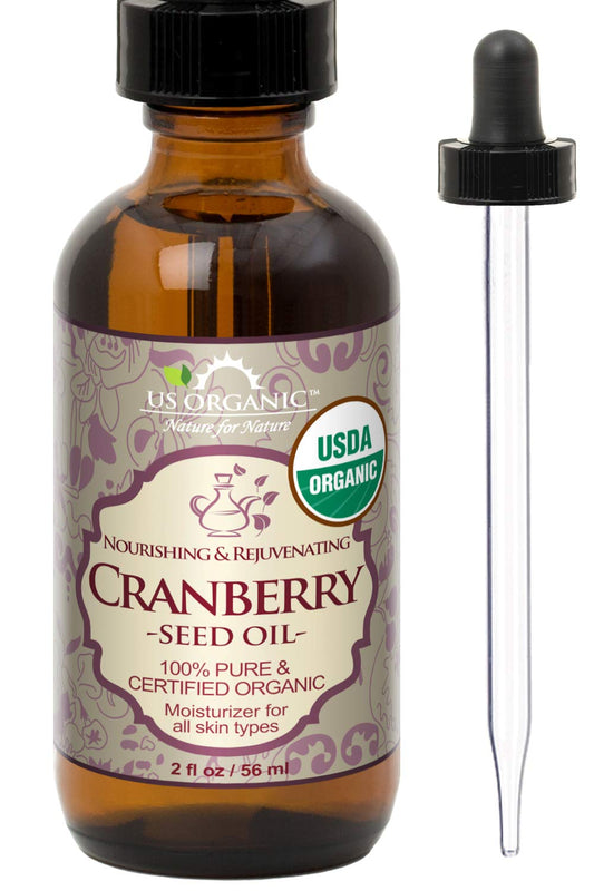 US Organic Cranberry Seed Oil bottle for easy topical application
