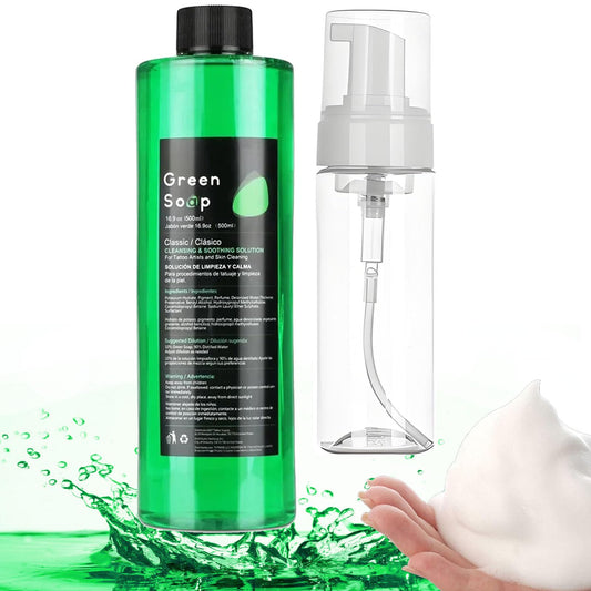 Usiriy Green Soap for tattooing setup with dilution-ready concentrate