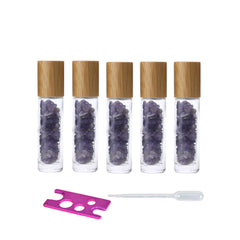 USRommaner 5-pack 10ml clear bottle with amethyst roller for precise oil application
