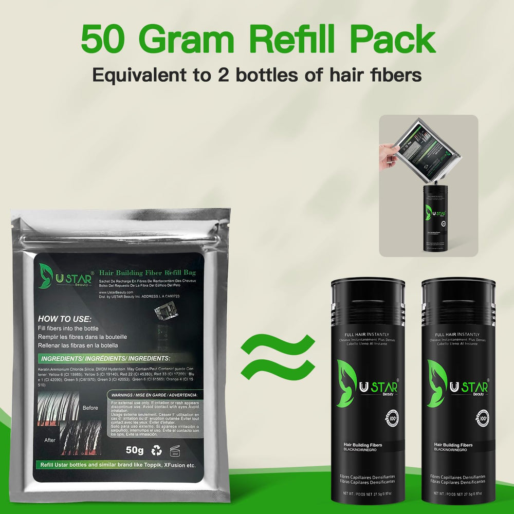 USTAR Keratin Fiber Blend for natural, undetectable density.