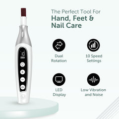Utilyze PediLux Pro integrated LED light illuminates nails.