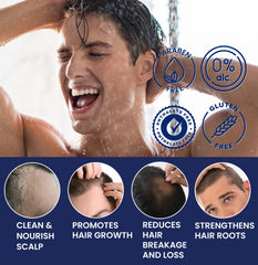 Close-up of Uttse ingredients with ginseng, tea tree oil, rosemary for scalp care