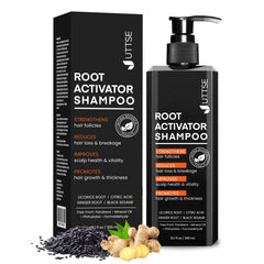 Uttse Root Activator Shampoo bottle front for daily use and fuller hair.