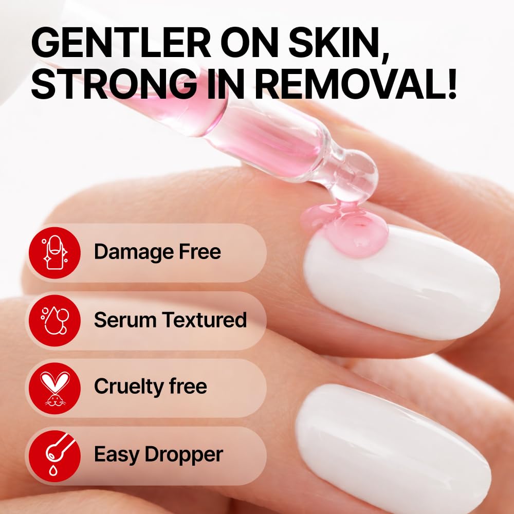 Peel-away removal action showing clean finish on nails with UUUUU.