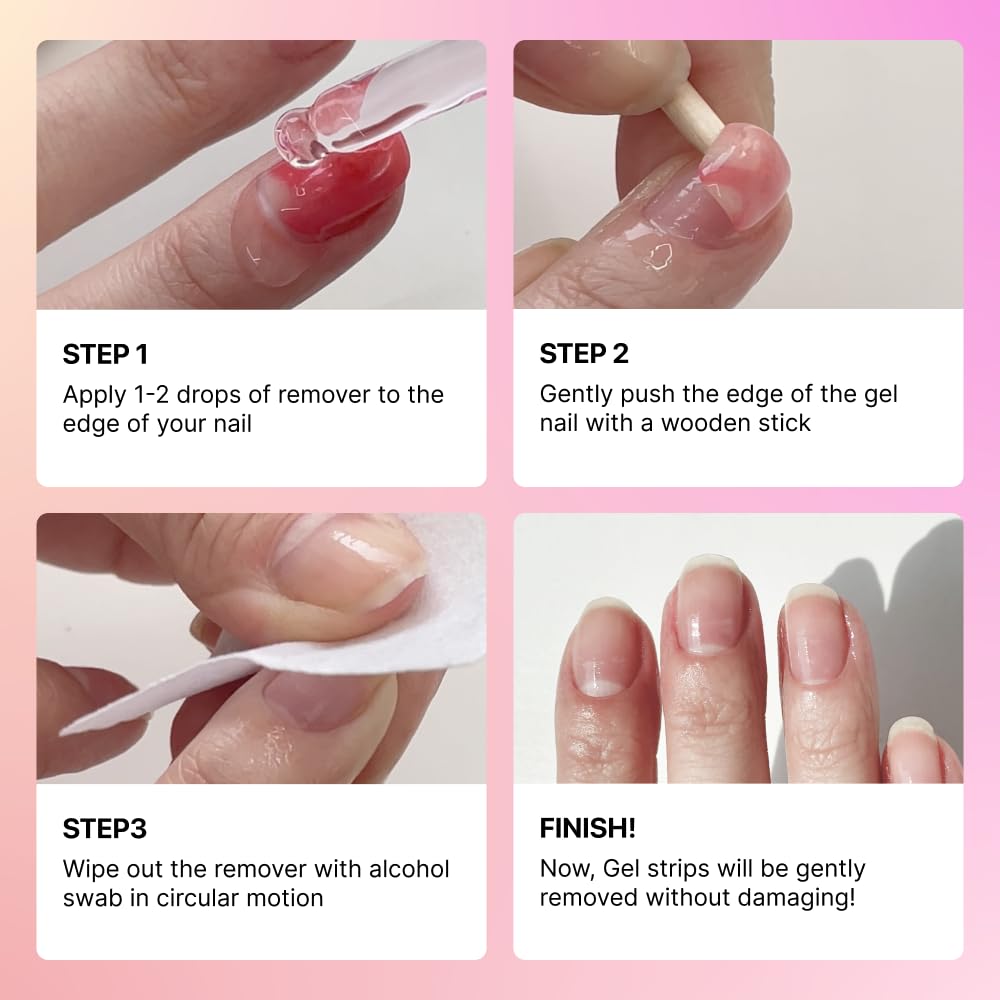 Compatible with gel x and semi-cured nails for residue-free removal.