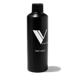 V Beauty Pure monomer liquid closeup bottle, pristine acrylics and smooth application