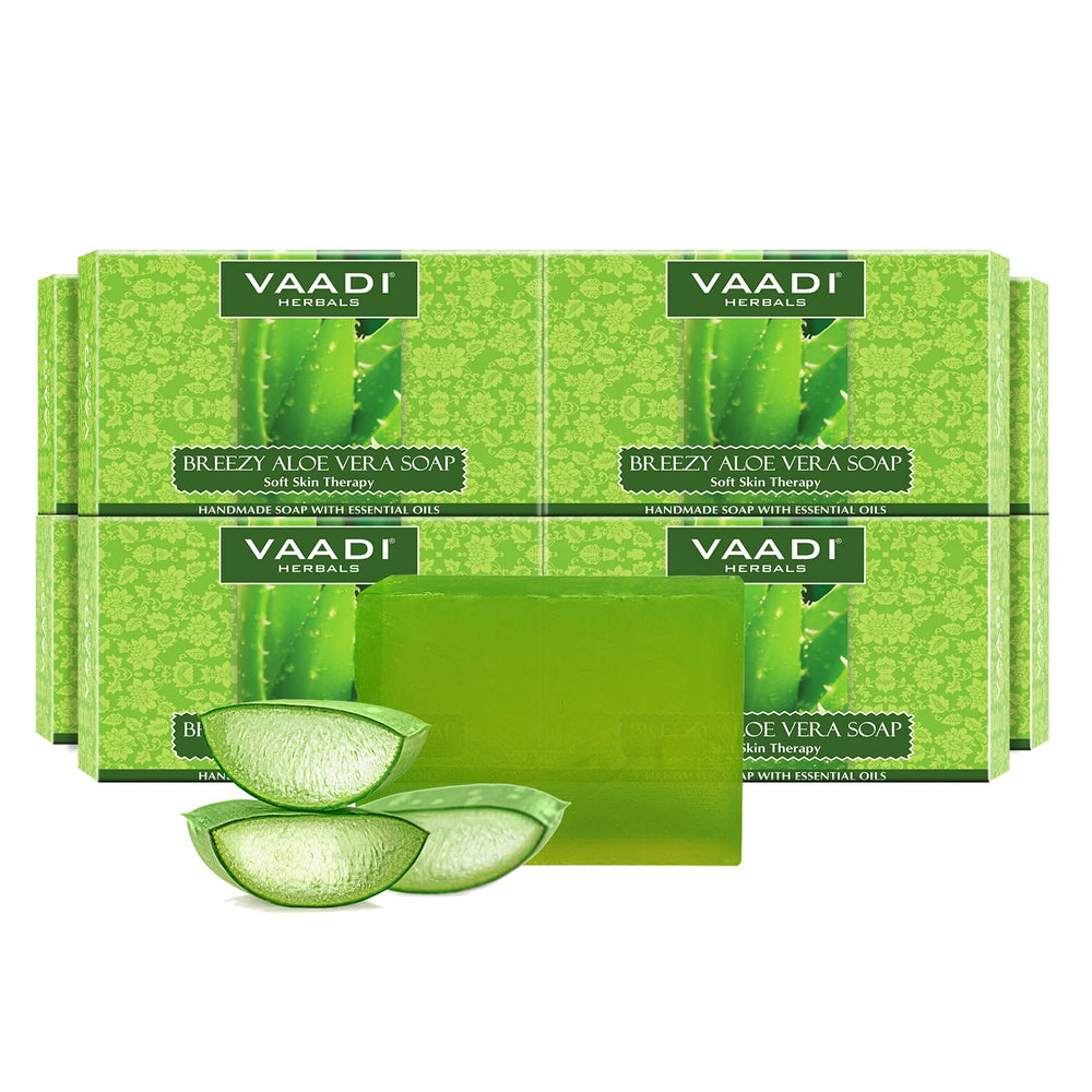 Vaadi Herbals Aloe Vera Soap pack eight bars for gentle daily cleansing