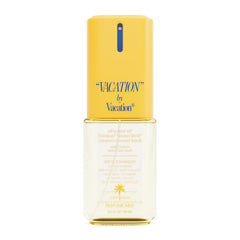 VACATION body mist bottle close-up showing 3oz travel size for on-the-go freshness