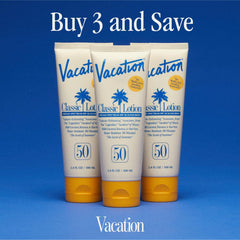 Vacation Classic Sunscreen Lotion dermatologist-tested formula for skin confidence.