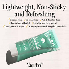 VACATION ingredients display Niacinamide Glycerin Prickly Pear for hydration