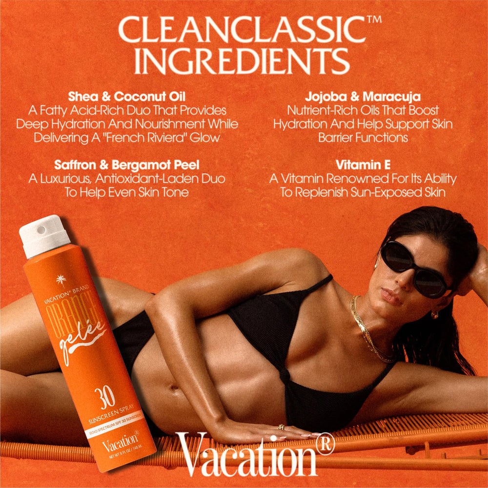 VACATION Orange Gelée fragrance notes include bergamot, clove, saffron, patchouli, sandalwood.