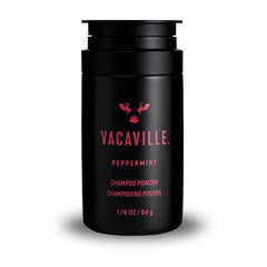 Vacaville Peppermint Powder Shampoo pour shows powder-to-lather action for a refreshing wash