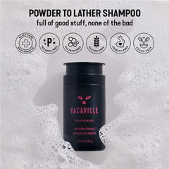 Vacaville Peppermint Powder Shampoo yeast peptides highlight nourishing scalp support