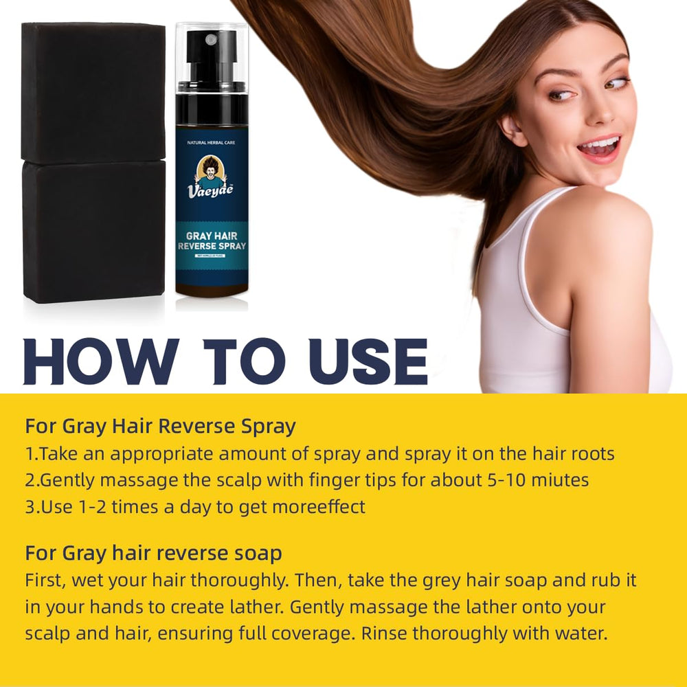 VAEYAE 2-in-1 set packaging presents complete gray hair care