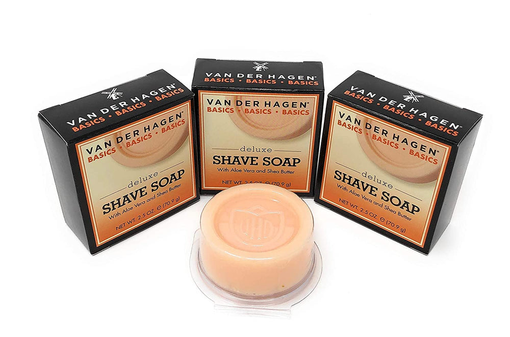 Van Der Hagen Deluxe Shave Soap bar texture and moisture cue