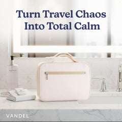 VANDEL bag hanging on a mirror for quick access to items.