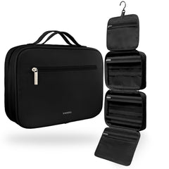 VANDEL waterproof hanging toiletry bag shows compact design for quick access while traveling.