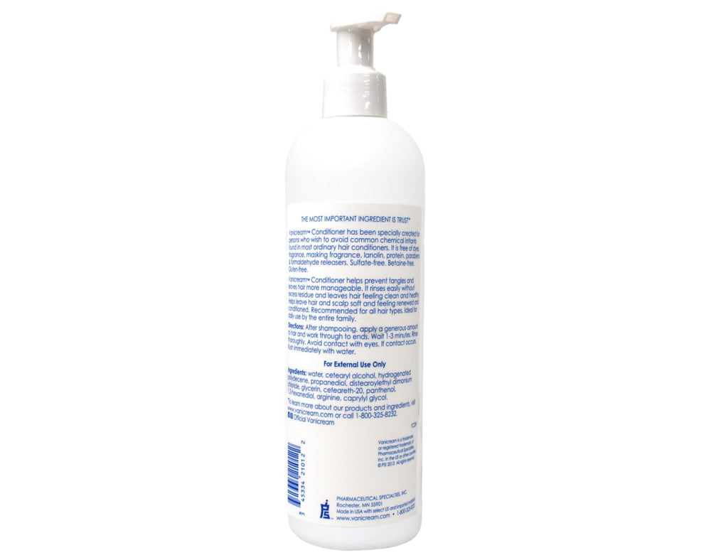 Vanicream conditioner close-up highlights silky hair friendly formula