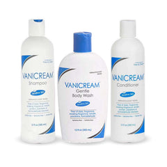Vanicream Free & Clear Shampoo bottle shown for sensitive skin and gentle cleansing.