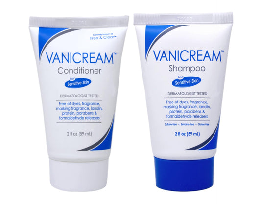 Vanicream shampoo travel-size bottle for convenient on-the-go cleansing.