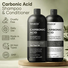 VANIDOX carbonic acid conditioner bottle front supports moisture and fuller-looking hair.